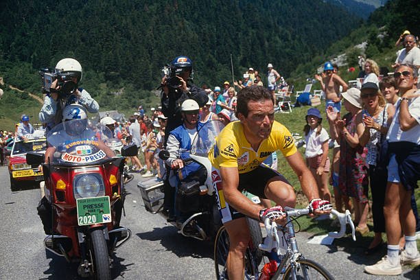 Bernard Hinault during the 1986 Tour de France.  (Photo by Jean-Yves Ruszniewski/TempSport/Corbis/VCG via Getty Images)